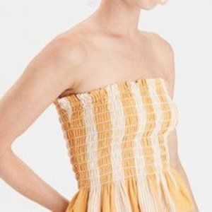 Smocked Yellow Plaid Peplum Tube Top